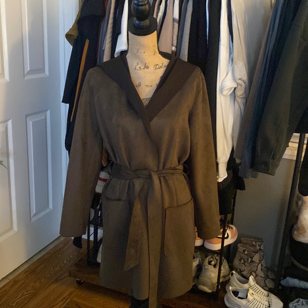 Zara Suede Hooded Jacket